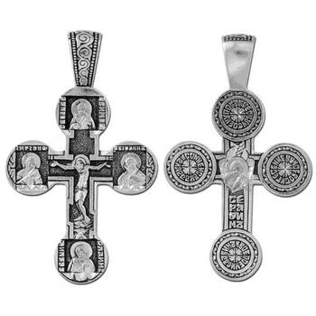 Крестик нательный серебряный «Николай Чудотворец, Пантелеймон Целитель» (арт. 13111-78)
