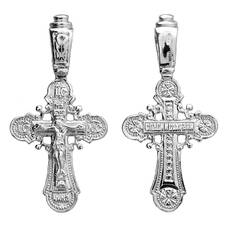 Крест православный из серебра «Спаси и сохрани» (арт. 13111-791)