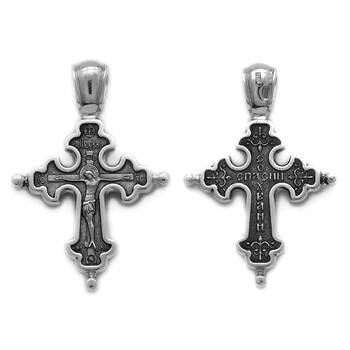 Крест православный серебряный «Спаси и сохрани» (арт. 13111-824)