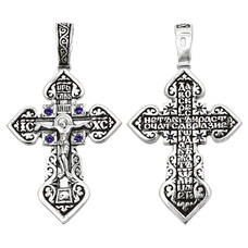 Серебряный православный крестик для женщины 13111-88