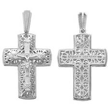 Серебряный православный крестик для женщины 13111-987