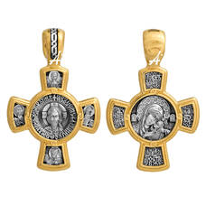 Крест нательный серебряный «Спас на престоле, образ Касперовской Божий Матери» (арт. 13112-12)