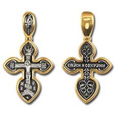 Серебряный православный крестик для женщины 13112-222