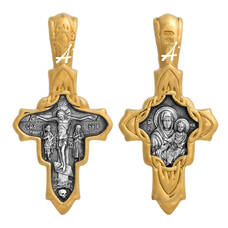 Крестик православный серебряный «Богородица (Смоленская)» (арт. 13112-28)