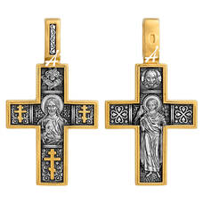 Крестик серебряный «Господь Вседержитель, Трифон Апамейскии» (арт. 13112-31)