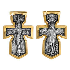 Крест нательный серебро «Богородица (Знамение), Архангел Михаил» (арт. 13112-62)