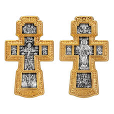 Крест нательный серебро «Богородица (Державная), Святая Троица» (арт. 13112-72)