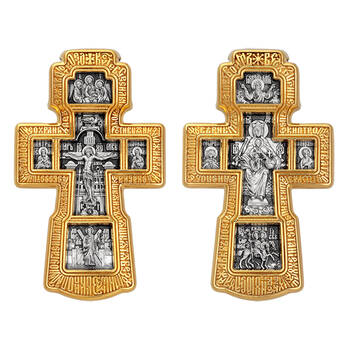Крест нательный серебро «Богородица (Державная), Святая Троица» (арт. 13112-72)