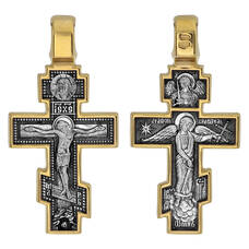 Крестик православный серебряный «Ангел-Хранитель, Архангел Михаил» (арт. 13112-73)