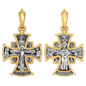 Крест православный серебро «Богородица (Семистрельная)» (арт. 13112-76)
