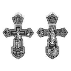 Крест нательный серебряный «БогородицаКресту Твоему поклоняемся, Христе, честному хранит» (арт. 13112-82)