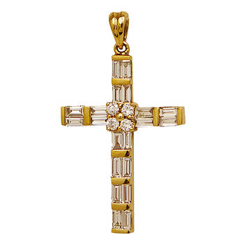 Крест золотой Au 585 с бриллиантами (арт. 13114-12)