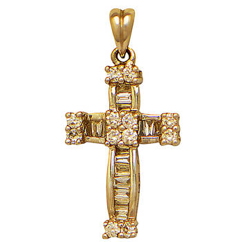 Крест нательный золотой Au 585 с бриллиантами (арт. 13114-8)