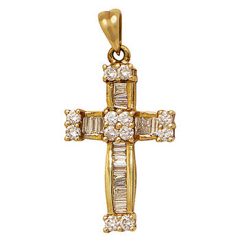 Крестик золотой Au 585 с бриллиантами (арт. 13114-9)